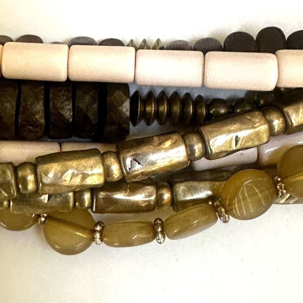Chico’s Brown Grey cream Multi strand Statement necklace - Picture 9 of 9